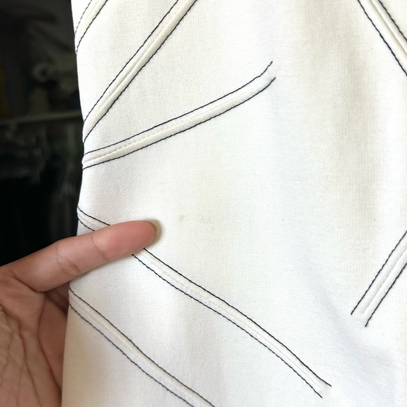 VINTAGE 90s BRUNO DULUC Sexy Cocktail Dress Contrast Stitch Design in Cream/ S - Picture 7 of 8